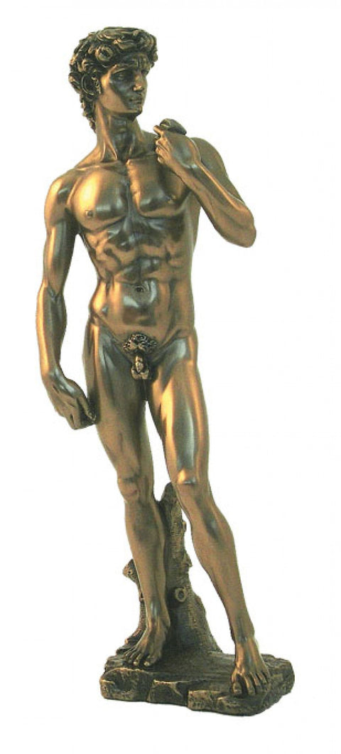 Michelangelo David Statue 32cm Resin Bronze Finish, Made in Italy, Home Decor