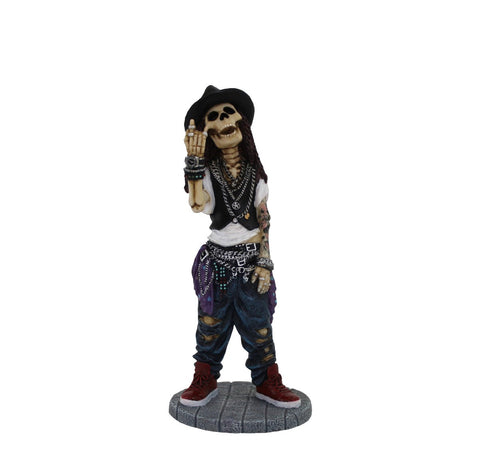 Hip Hop Skeleton Figurine – Hand-Painted Resin Statue, 7x7x16 cm, Made in Italy