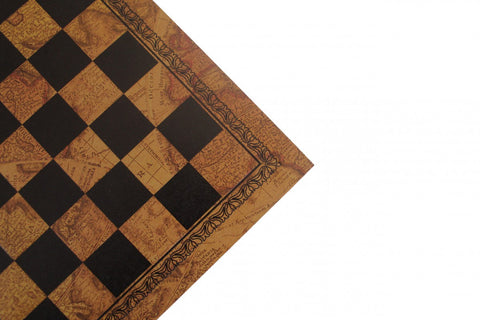 Vegan Leather Chess Board, Vintage Map Design, 26x26cm, Made in Italy