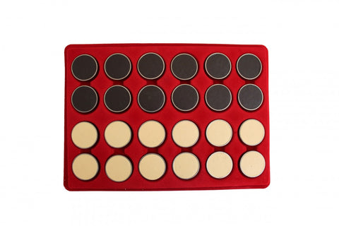 Handmade Aluminum & Faux Leather Checkers Pieces, 3cm, Set of 24, Made in Italy