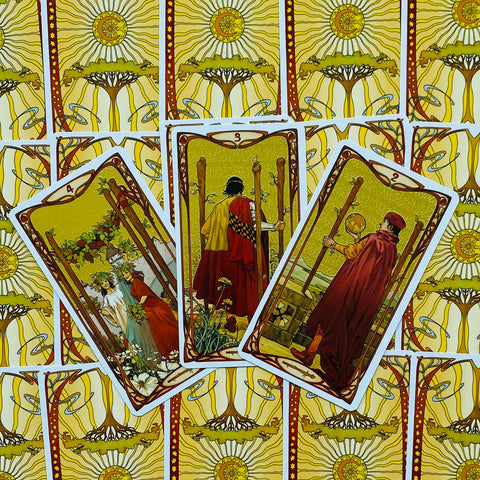 Golden Art Nouveau tarot cards Lo Scarabeo