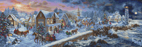 Holiday at Seaside Cross Stitch Kit, LetiStitch, 93.5 x 31 cm, Aida 16ct, Anchor Threads, Beads, DMC Light Effects