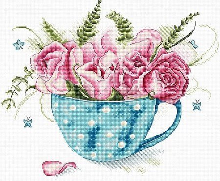 A Cup of Roses SLETI916 - Cross Stitch Kit - Hobby.lt 🇬🇧