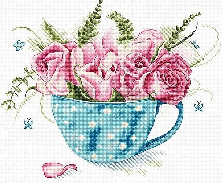 A Cup of Roses SLETI916 - Cross Stitch Kit