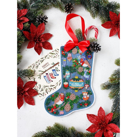 Bead Embroidery Kit, Winter Christmas Scene, 20x30 cm – Abris Art, 26 Colors, 4,445 Beads
