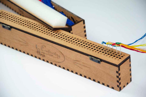 Embroidery Needle Organizer with 100 Holes, Natural Walnut Wood Base, Dark Walnut Finish for Sewing and Crafts | Embroidery Craft