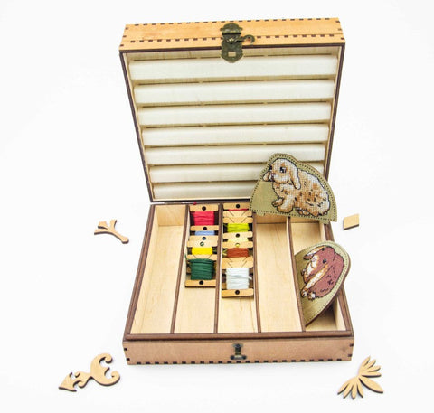 Wooden Needle Organizer for Embroidery and Sewing, 210 Holes, Natural Dark Walnut, Stable Base by Embroidery Craft