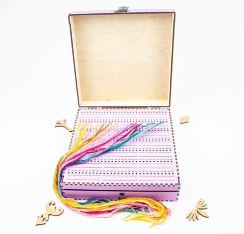 Wooden Embroidery Needle Organizer with 210 Holes, Lavender Design, Natural Wood, Embroidery Craft Supplies Holder