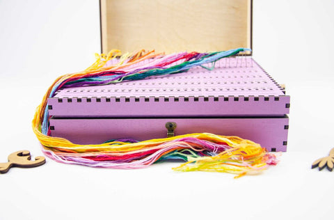 Wooden Embroidery Needle Organizer with 210 Holes, Lavender Design, Natural Wood, Embroidery Craft Supplies Holder