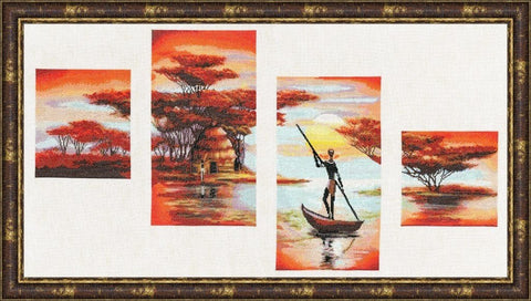 AI012 Evening Africa Cross Stitch Kit from Golden Fleece - Hobby.lt 🇬🇧