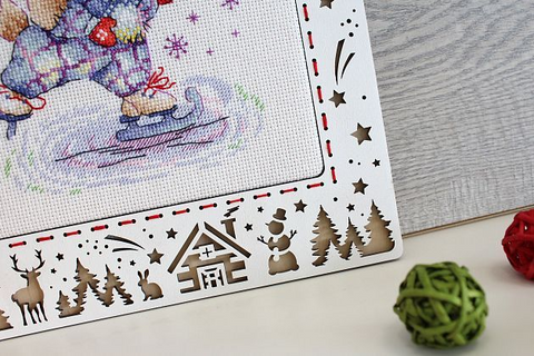 MP Studia Winter Evening Cross Stitch Kit, Large Vertical Landscape, Canvas, Cotton Threads, Needle and Instructions