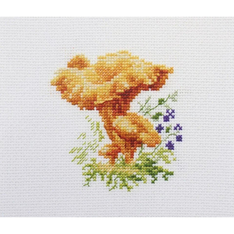 Cross Stitch Kit with Squirrel Design, 14 Count White Aida, 9 x 9 cm, Alisa Embroidery Kit, 10 Colors, Needle Included