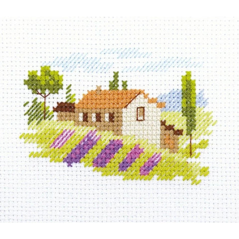 Cross Stitch Kit Toskana, Aida 14 White Fabric, 8 x 6 cm, 11-Color Cotton Floss, Alisa