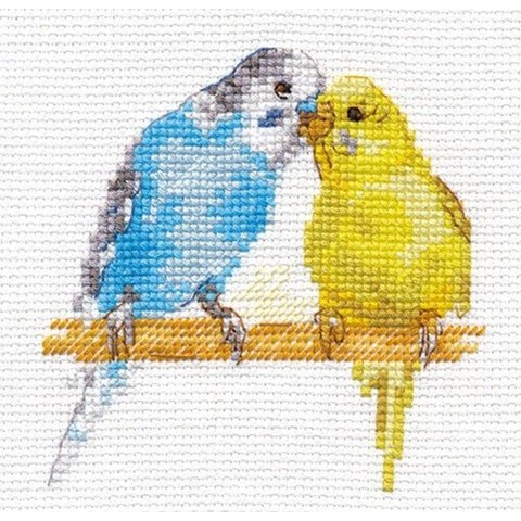 Parrot Cross Stitch Kit, 10 x 10 cm Beginner Embroidery Set, 14 Count White Aida, 17 Colors, Alisa