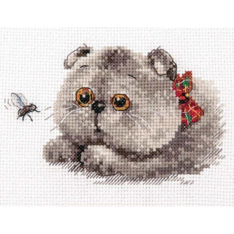 Cross Stitch Kit “Basik the Hunter,” Aida 14 Canvas, 13 × 8 cm, 19-Color Thread Set, Needle and Instructions, Alisa
