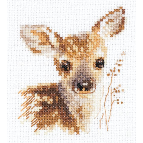 Deer Cross Stitch Embroidery Kit, Aida 14 Canvas, 7 x 9 cm, 13 Colors, Alisa DIY Craft Set