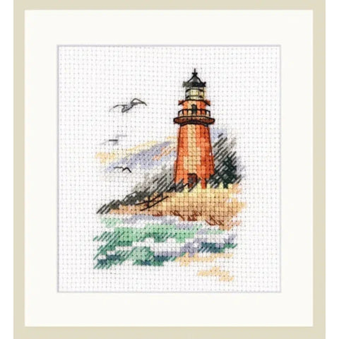 Cross Stitch Embroidery Kit with Lighthouse, Northern Seashore Scene, Alisa, Canvas, Cotton Threads, Needle and Color Chart