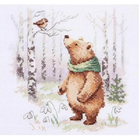 Counted Cross Stitch Kit, Spring Forest Scene “Spring Has Arrived” by Alisa, Beginner-Friendly Wall Art Design