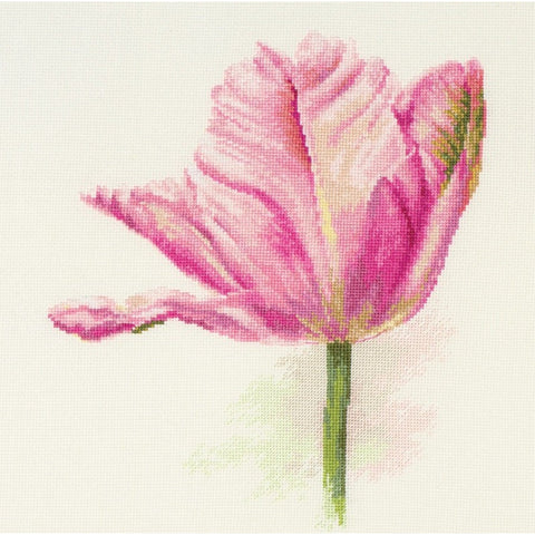 Cross Stitch Kit Light Pink Tulips, Alisa, Gamma Aida 16 Canvas, 22×26 cm, 24-Color Embroidery Floss