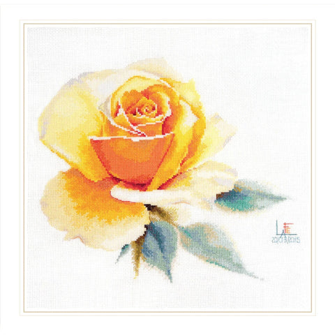 Cross Stitch Embroidery Kit, Watercolor Yellow Roses, Alisa Floral Design for Beginners and Advanced Crafters, Wall Decor Project