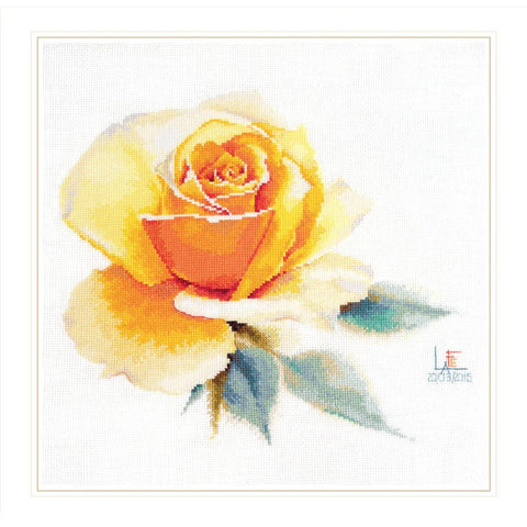 Cross Stitch Embroidery Kit, Watercolor Yellow Roses, Alisa Floral Design for Beginners and Advanced Crafters, Wall Decor Project
