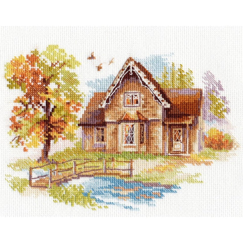 Cross Stitch Kit September House, Aida 16 Count, 21 Colors, 18 x 14 cm, Alisa
