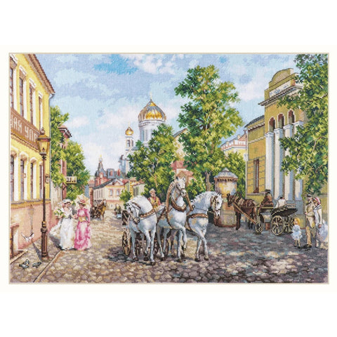 Cross Stitch Kit, Christ’s Temple Design, Alisa Aida 16 ct, 56 Colors, White Fabric, 45 × 31 cm, 2 Needles Included