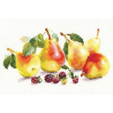Pear Cross Stitch Kit, Aida 14 Fabric, 36×27 cm, 33 Colors, English Instructions, Alisa DIY Embroidery Set