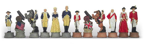 AMERICAN INDEPENDENCE WAR: Handpainted Chess Set with Leatherette Chessboard - Hobby.lt 🇬🇧