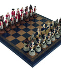 AMERICAN INDEPENDENCE WAR: Handpainted Chess Set with Leatherette Chessboard - Hobby.lt 🇬🇧