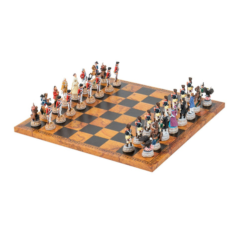 AMERICAN REVOLUTION: Handpainted Chess Set with Map Style Leatherette Chessboard - Hobby.lt 🇬🇧