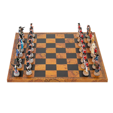 AMERICAN REVOLUTION: Handpainted Chess Set with Map Style Leatherette Chessboard - Hobby.lt 🇬🇧