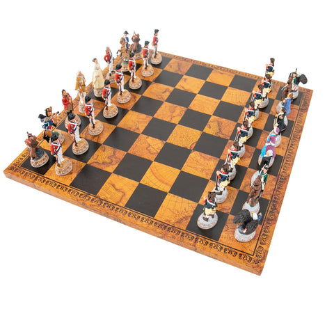 AMERICAN REVOLUTION: Handpainted Chess Set with Map Style Leatherette Chessboard - Hobby.lt 🇬🇧