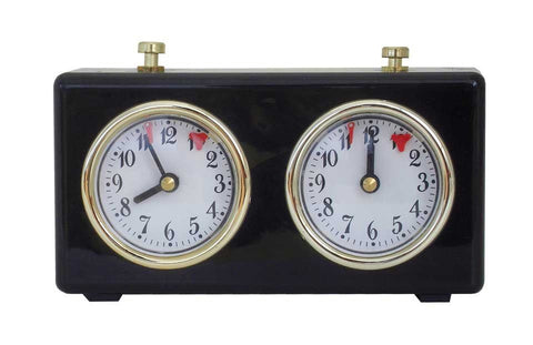 Analog Chess Clock, Black Classic with Gold Accents, Tournament, Made in Italy