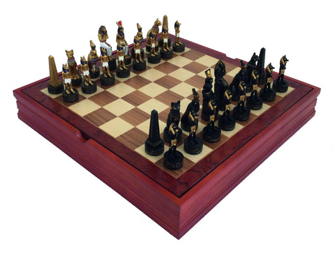 ANCIENT EGYPT: Chess Set with Beautiful Wooden Chessboard + BOX - Hobby.lt 🇬🇧