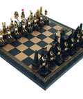 ANCIENT EGYPT: Handpainted Chess Set with Beautiful Leatherette Chessboard - Hobby.lt 🇬🇧