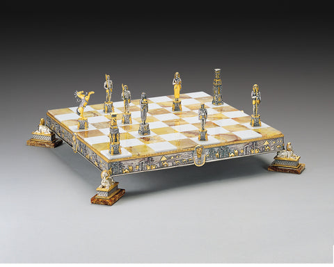 ANCIENT EGYPT: Luxurious Chess Set from Bronze finished using Real 24k Gold