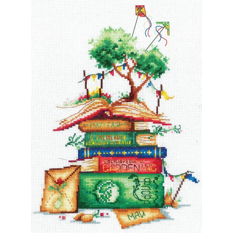 Cross Stitch Kit Rural Stories, White Aida 16 Fabric, 27 Colors, 16 x 21 cm Embroidery Set by Andriana