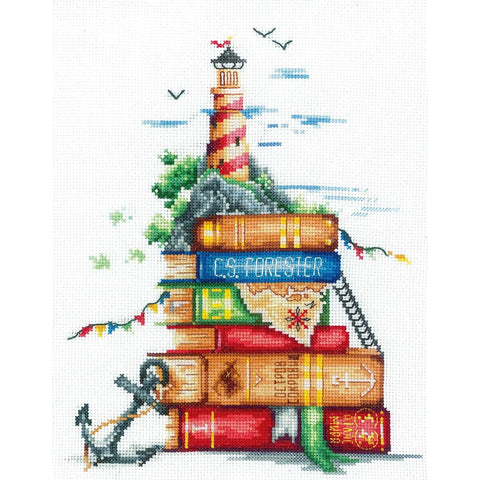 Cross Stitch Kit Sea-Themed Design, Aida 16 Count, 18x22 cm, 33-Color Cotton Threads, Andriana