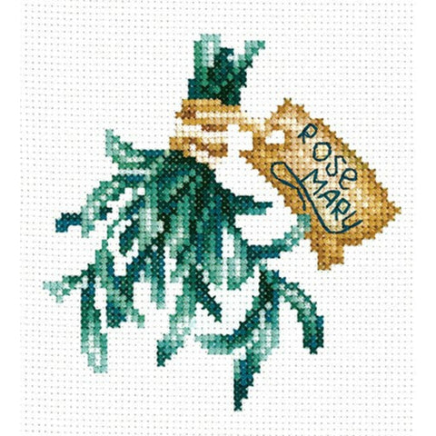 Rosemary Cross Stitch Kit, Aida 14 Canvas, 9×14 cm, 21-Color Cotton Thread Set by Andriana