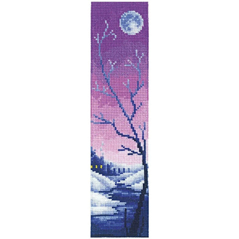 Counted Cross Stitch Bookmark Kit, Lilac Twilight Motif, Aida 16 ct, 18 Colors, 5.5 x 22 cm, Andriana