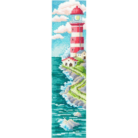 Counted Cross Stitch Bookmark Kit, Lighthouse Design, Aida 16 Fabric, 26 Cotton Thread Colors, Andriana, 5.5 x 22 cm