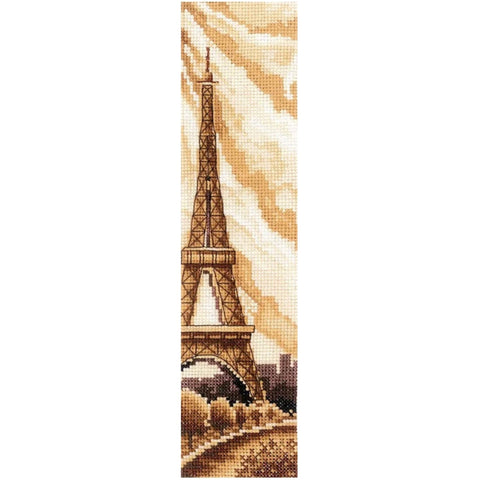 Paris Cross Stitch Bookmark Kit, Counted Cross Stitch, Aida 16 ct, 12-Color Cotton Thread, 5.5 × 22 cm, Andriana