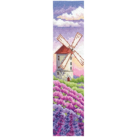 Cross Stitch Bookmark Kit with Lavender Motif, Aida 16, 32-Color Cotton Threads, 5.5 x 22 cm, Andriana