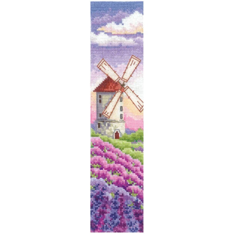 Cross Stitch Bookmark Kit with Lavender Motif, Aida 16, 32-Color Cotton Threads, 5.5 x 22 cm, Andriana