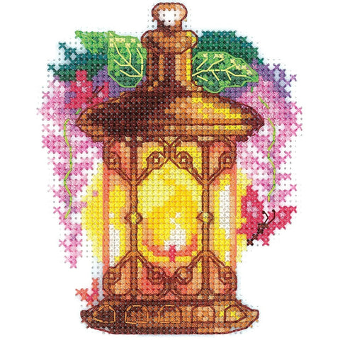 Wisteria Mini Cross Stitch Kit, Plastic Aida 14 Count Canvas, 9×11 cm, Gamma Threads, 19 Colors, Needle, Chart & Instructions by Andriana
