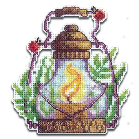 Cross Stitch Embroidery Kit with Herb Motif, Aida 14 Plastic Canvas, Gamma Threads, 9.5 × 10.5 cm, Andriana