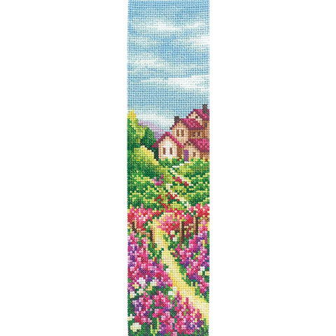 Lupine Bookmark Cross Stitch Embroidery Kit with Aida Fabric, Cotton Thread, Needle, Pattern and Instructions by Andriana
