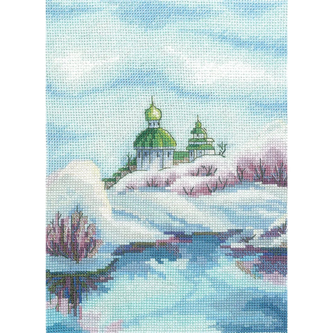 April Spring Cross Stitch Embroidery Kit with Pastel Colors, Cotton Threads, Canvas, Needle, Chart and Instructions by Andriana