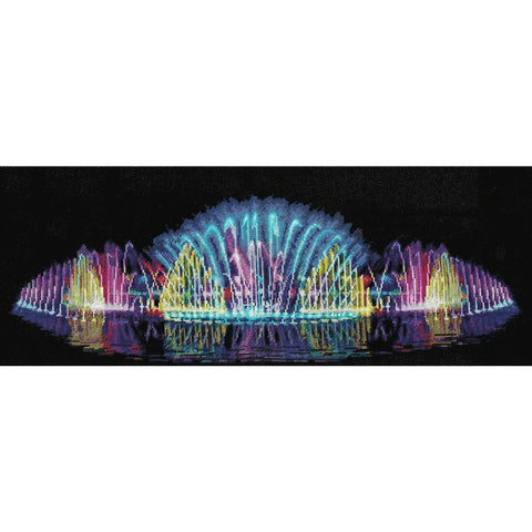 Andriana Cross Stitch Kit Singing Fountain, Counted Embroidery Set, Romantic Framed Wall Art